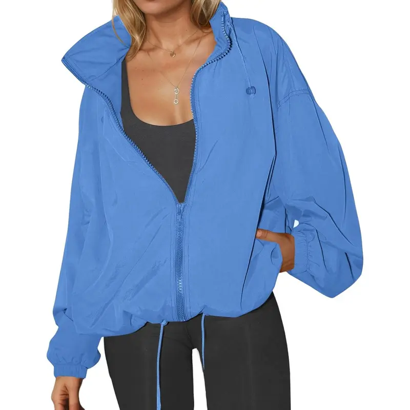 Yousify Female Long Sleeve Lightweight Hooded Zip-Up Sports Jacket with Pockets - Breathable Women's Tops & Coats for Outdoor Hiking, Casual Wear