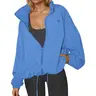 Yousify Women's Lightweight Hooded Full-Zip Pockets Sports Top - Lightweight Athletic Outerwear, Breathable Women's Casual Jackets, Athleisure Jackets & Coats, Active Outdoor Fashion for Hiking