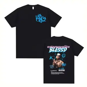 Blessd Si Sabe Tour 2025 Retro Hip Hop Rapper Tee, Soft Stretch Oversized Streetwear for Music Fans, Daily Casual Wear
