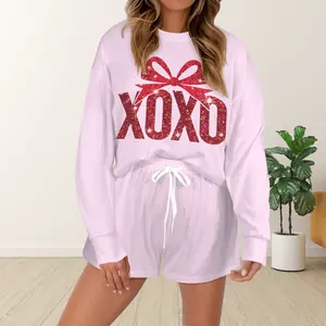 Valentine's Day Pajamas Coquette V-Day Lounge Set for Women Pink Valentine's Day Set