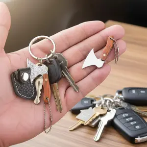 Stainless Steel Mini Hatchet Keychain Survival Multi-tool Folding Knife Portable Emergency Gift for Campers EDC Compact Outdoor Gear Durable Home Utility Blade Collector Item Value Keyring Accessory