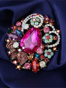 Bohemian Crystal Luxurious Classic Elegant Versatile Large Glass Rhinestone Brooch Jewelry