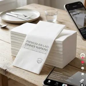 Softure 50-pack, Airlaid Napkins, White Napkins, Linen-Feel Dinner Napkins, Linen like Napkins, Disposable Cloth-Like Soft, Absorbent Napkins, Hand Towels For Kitchen, Bathroom, Parties, Weddings