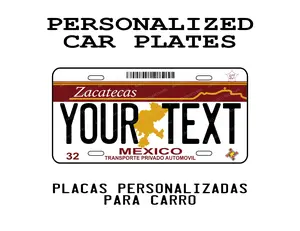 Personalized Zacatecas License Plate - Decorative Aluminum Plate with High-Gloss Finish, Standard 6"x12"