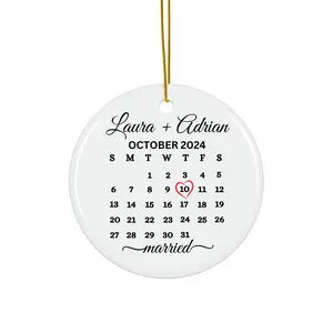 Personalized Wedding Anniversary Gift for Couple Custom Wedding Ornament - Anniversary Calendar Date Gift - Custom Calendar Ornament for Bride and Groom