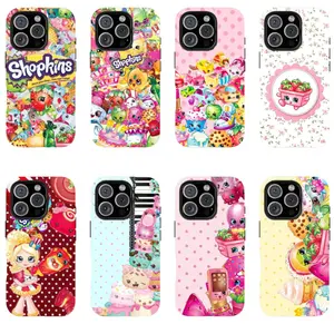 Shopkins cartoon print phone case, suitable for iPhone 11-17 Pro Max/Plus and Samsung Galaxy S23-25.