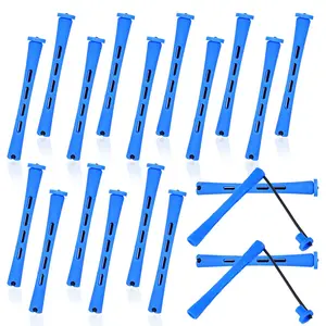 20 Pcs Perm Rods for Short Hair, Plastic Perming Rods Medium Curling Rod Cold Wave Heatless Curling Rollers Cold Wave Perm Rod Set for Long Hair Natural Waves Curls (0.35 Inches, Blue)