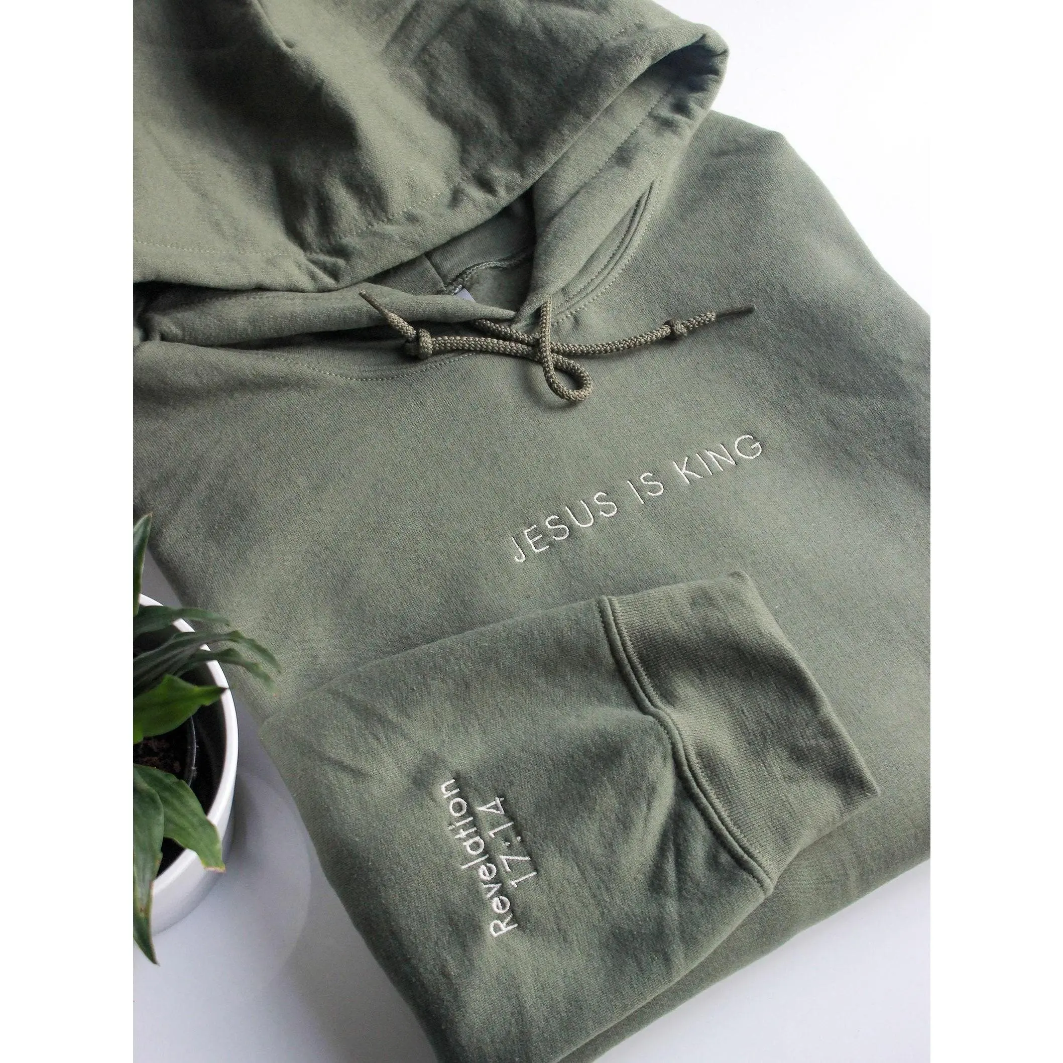Embroidered Jesus Is King Hoodie, Christian Crewneck Sweater, Bible Verse Hoodie, Faith Shirt