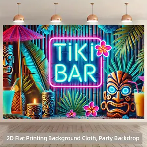 2D Flat, 2D Background Cloth 1pc, Summer Vacation Style Cocktail Bar Backdrop, Multifunctional Wall Decor Photography Prop, Polyester Fabric, Suitable for Living Room Bedroom Office Home Decoration/Outdoor Decoration/Stud