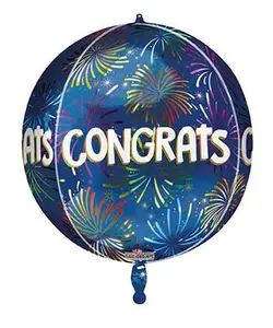 15" Spheres Shiny Spherical Round Congrats Balloons Helium Balloon (1 PACK) #16912