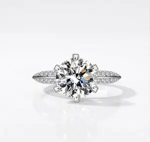 1 Carat D Color Round Moissanite Engagement Ring in 925 Sterling Silver, Brilliant Cut Solitaire Wedding Ring for Women, Promise Ring, Anniversary Jewelry, Luxury Minimalist Design, Sparkling Bridal Gift, Elegant Everyday Wear