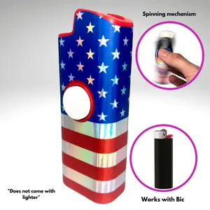 FLKR LYTR: Country Flag Fidget Spinning lighter case, works with BIC, High quality polypropylene body for durability