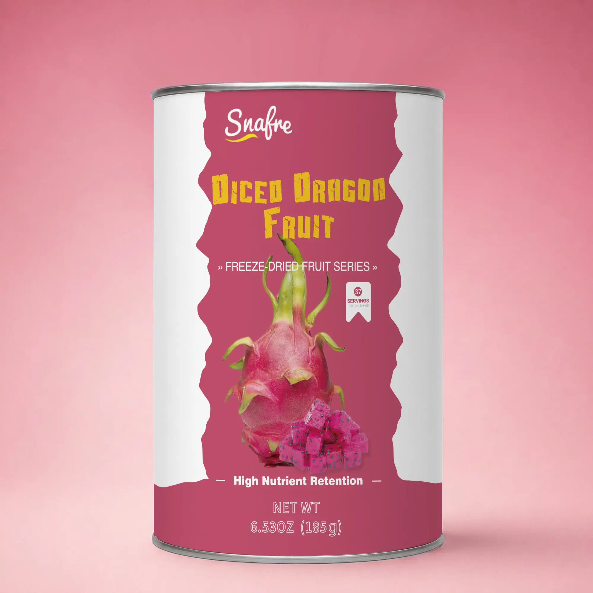 SNAFRE Freeze Dried Dragon Fruit Cubes 6.53 oz - 100% Real Pitaya Fruit Snacks No Added Sugar Crispy Cubes for Smoothies Yogurt & Drinks