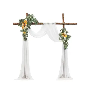 VEVOR Artificial Wedding Arch Flowers Kit, Yellow Wedding Arch Flowers with Drapes Kit (Pack of 3) - 2 Pcs Floral Arrangement, 1 Pcs Sheer Drapes, for Ceremony Bouquets Reception Backdrop Decoration