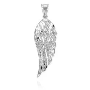 .925 Sterling Silver Angel Wing Charm Pendant (1.20") - Small