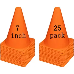 Soccer Cones (7 Inch 25 Pack), Agility   Cone Plastic with Carry Bag for Football Basketball Drills Field Markers,