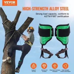 VEVOR Tree Climbing Spikes, 1 Pair Alloy Steel Climbing Spurs, 350lbs Load Capacity Tree Climbing Gear with Straps and Spike Protectors, Arborist Equipment for Climbers, Hunting, Fruit Picking, BrownVEVOR Super Brand Day