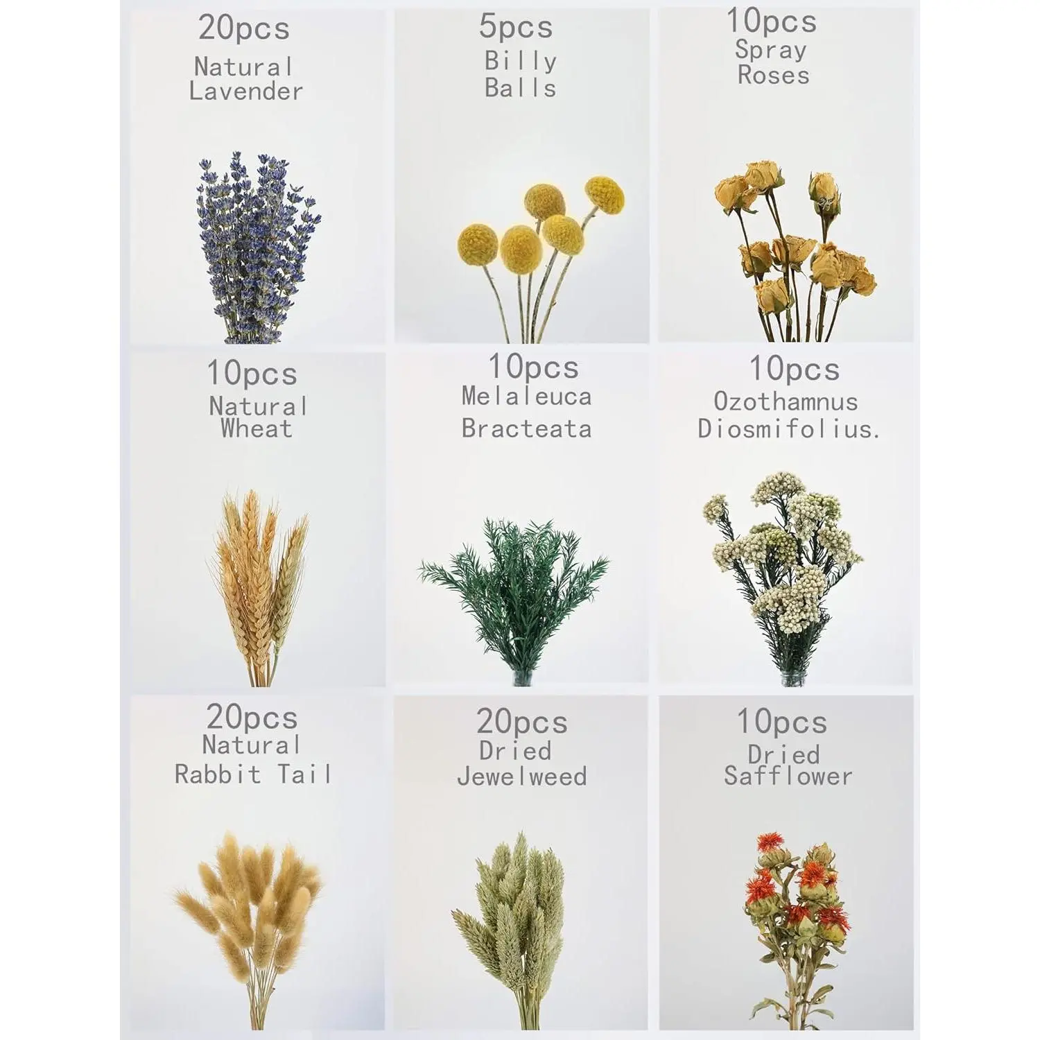 DIY Natural Dried Flower Set, Bulk Dried Flowers, Dried Flowers with Stems, Handmade Dried Flowers Ideas, DIY Flower Set, Dried Flower Bouquets, Table Centerpiece Mini Dried Flowers (Brown)