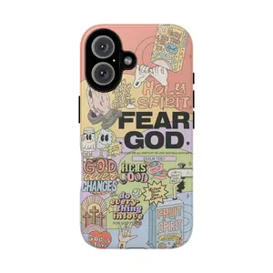 "Fear God" Christian Scripture Phone Case – Religious Bible Verse Phone Cover for iPhone 16 15 14 13 12 11 Pro Max XR XS & Samsung S25 S24 S23 S22 S21 Plus Ultra – Inspirational Faith Collage
