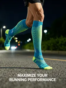1Pair Professional Compression Running Socks For Outdoor Sports, Reflective Cycling Sock Breathable Mountain Bike Racing Socks For Men And Women, Unisex Socks, Lightweight Knee High Tube Unisex Breathable Low Pressure Socks For Running, Cycling, Soccer, H
