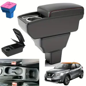 Central Armrest Box for Nissan Kicks & Versa/Almera - Interior Car Accessory, Multifunctional Car Organizer, Center Console Organizer, with Non-Damaging Installation, Sliding Panel, Double Layer Storage, Cup Holder & Mobile Slot, No Drilling Needed