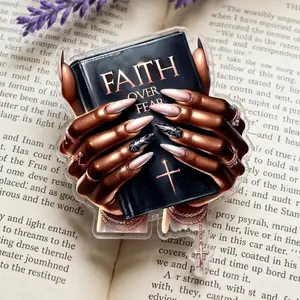Faith Over Fear Bible Journaling Phone Grip Set For Black Women Aesthetic Glitter Nails Acrylic Stand Faithful Christian Gift Religious Accessories