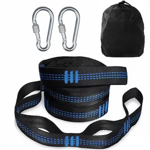 Hammock Straps and 2 Carabiners, 30+2 Loops, 1200lbs Breaking Strength (500lbs Rated) | 100% Non-Stretch, Lightweight, Portable Camping - Quick, Easy Setup | Heavy Duty + Tree Friendly