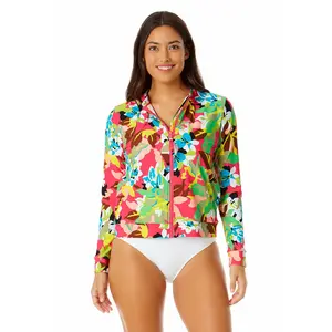 Anne Cole - Women's Long Sleeve Zip Front Rash Guard Top