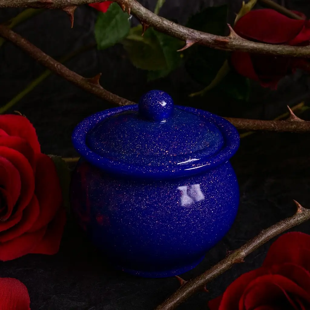 Glitter Resin Jar with Lid Fantasy Decor ACOTAR Inspired Blue Sparkle Design for Home Decor