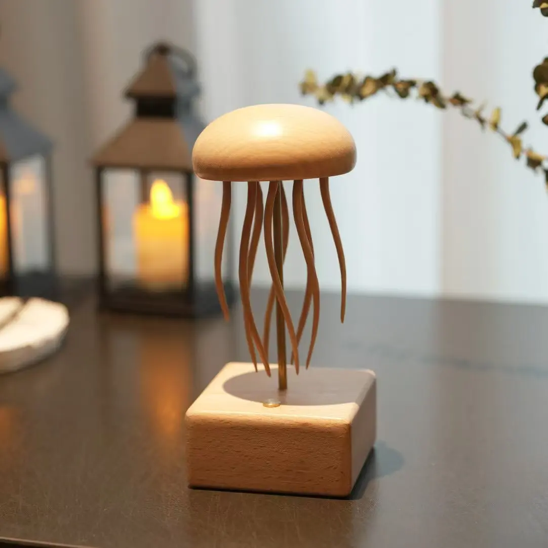 Handmade Wooden Jellyfish Automaton Ocean Kinetic Art Home Decor Gift summerwins