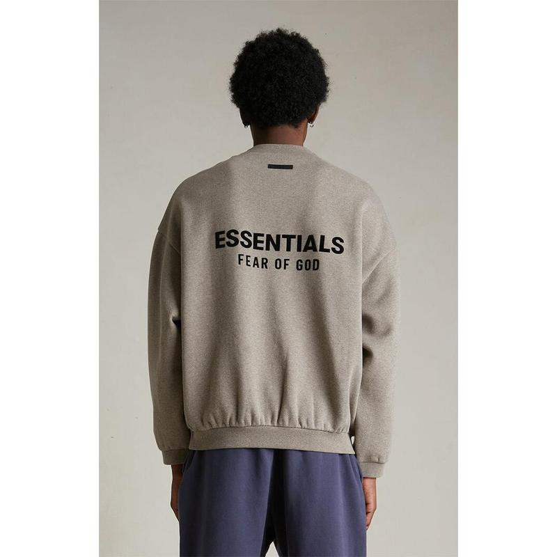 Fear of God ESSENTIALS Men's Heather Grey Fleece Crew Neck Sweatshirt