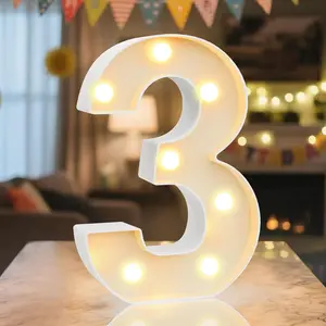 LED Marquee Light Up Numbers Sign - Lighted Birthday Numbers Sign for Birthday Party Decoration, Bar Wall, Home, Table Room, Wedding and Christmas Decorations, Number 3