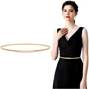 Women Skinny Metal  Belt  Waistband Elastic Metal Chain  Belt for Dress