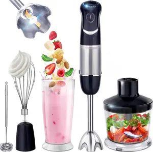 5-in-1 Immersion Hand Blender 800W, 12 Speed Turbo Stick Mixer with Whisk, Frother & Titanium Blades