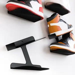 Easy Install Floating Shoe Shelves, Floating Display Shelf - Wall-Mounted Sneaker Display, No Drilling Space-Saving Rack, Invisible Shoe Showcase for Collectors, Secure Floating Shelves for Designer Sneakers, Air Suspended Shoe Storage Organizer