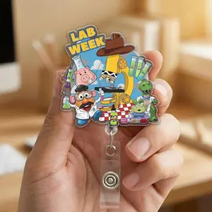 Lab Story 2026 Lab Week Badge Reel Clip, Medical Laboratory Retractable ID Holder Gift KET