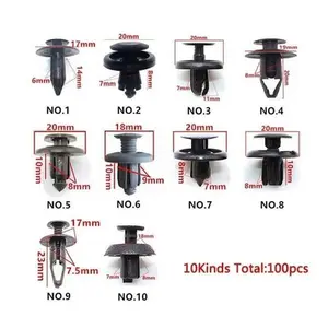 100Pack Fender Clips Trim Car Push Pin Rivet Bumper Fastener Retainer 6 7 8 9mm