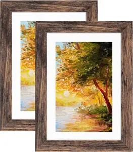 5x7 Picture Frame, Display Pictures 4x6 with Mat or 5x7 Without Mat, Brown Photo Frames for Wall Mounting or Tabletop Decor, 2 Pack