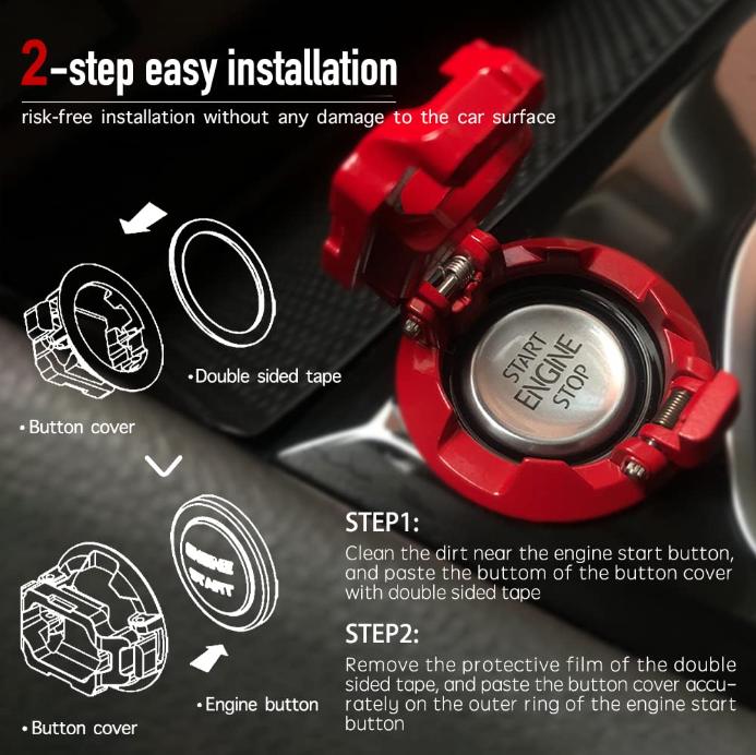 Push Start Button Cover for Cars and Motorcycles – Engine Start/Stop Button Protector and Key Ignition Switch Cover