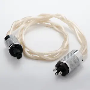 5N OCC US AC Audiophile Carbon Fiber Silver Rhodium Plated HiFi Power Cable NEW Accessories Plug