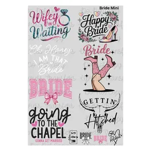 Bride Mini DTF Transfer Gang Sheet 24.5" Wide x 36" Long Direct To Film Trendy Vibrant Designs for Stylish Wardrobe