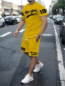 Men's casual suit, men's two-piece suit, size 23, digital printing, summer street fashion, breathable and comfortable, suitable for outdoor sports