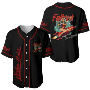 Nukka Colla Pin Up Girl Graphic Baseball Jersey, Falllout Game Retro Style Uniform For Gamers, Vintage Aesthetic Top, Gaming Merch Gift | 291225.R2359.ID00