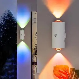 USB Rechargeable LED Night Light with Motion Sensor, RGB Gradient Ambiance Lamp, Adjustable Indoor Light, Magnetic Pedestal Lamp, Decorative Lighting, Magnetic Wall Light
