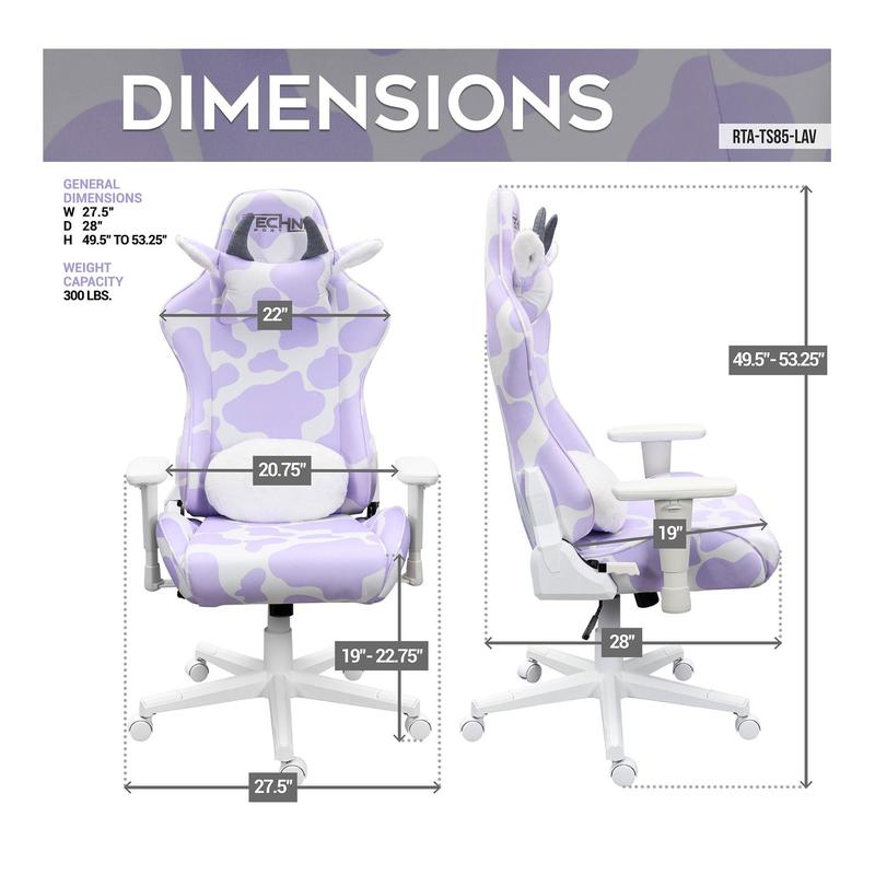 Techni Sport Cow Print Memory Foam AdjustablePC Gaming Chair