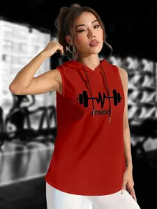 New Casual Hooded Sleeveless Vest Design, Sporty Loose-Fitting Long Animal Pattern, Breathable Quick-Dry Summer Workout Top