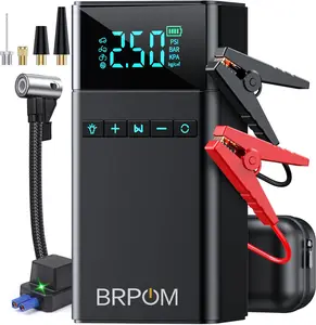 BRPOM 8500A  (All Gasoline) Portable Car Jump Starter with Air Compressor, Car Battery Jump Starter with 150PSI Tire Inflator, 12V Car Battery Jump Starter Power Supply, Rechargeable Battery with LED Lights