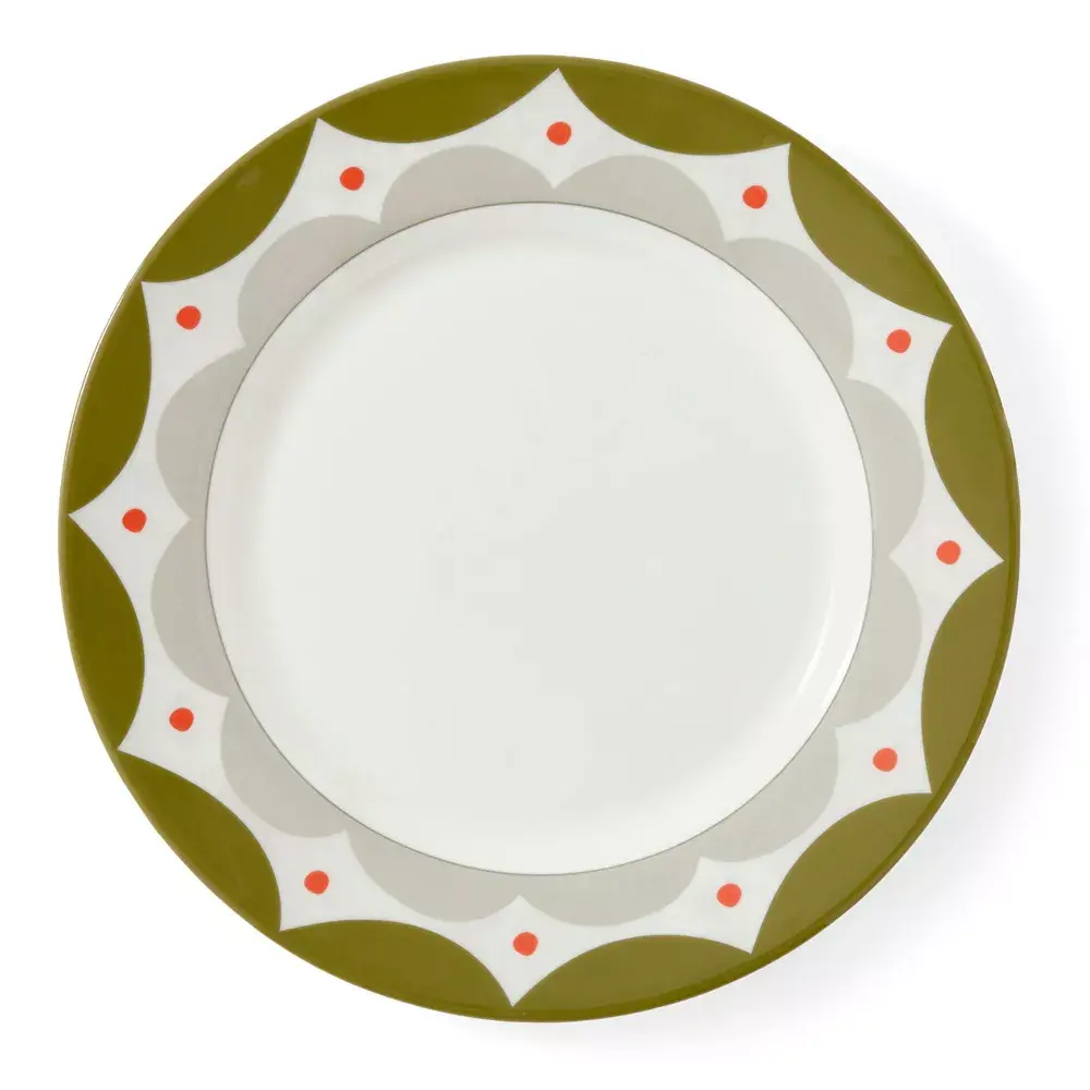 Spode Kit Kemp 11in Round Porcelain Dinner Plate, Geometric Abstract Design, Stylish Pasta Serving Dish, Dishwasher & Microwave Safe