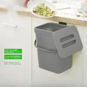 1pc  Kitchen Compost Bin, Plastic 101.44oz Trash Can, Food Trash Can, Hanging  Countertop Storage Bin with Handle and Lid, Kitchen Accessories
