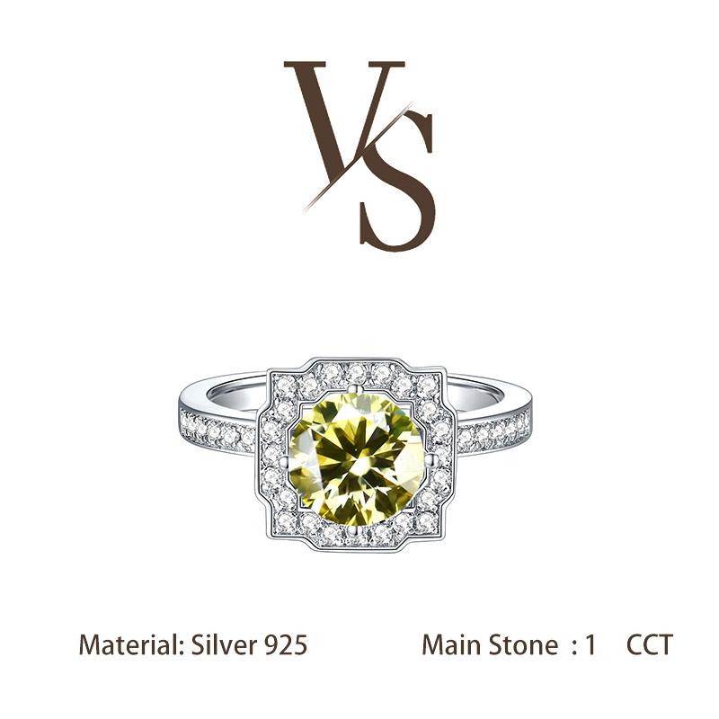 [Venus Jewelry] Synthetic Moissanite 1 CCT Round Cut Star Light Solid Silver 925 Solitare Ring